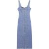 image:imageCHARTOU Denim Dress for Women Sleeveless Button Down Bodycon Long Jean DressBlue