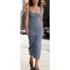 image:imageCHARTOU Denim Dress for Women Sleeveless Button Down Bodycon Long Jean DressBlue