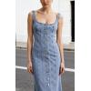 image:imageCHARTOU Denim Dress for Women Sleeveless Button Down Bodycon Long Jean DressBlue