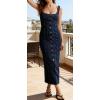 image:imageCHARTOU Denim Dress for Women Sleeveless Button Down Bodycon Long Jean DressDark Blue