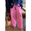 image:imageCHARTOU Eyelet Lace Pants for Women Summer Elastic Waist Wide Leg Palazzo Vacation PantsPink