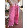 image:imageCHARTOU Eyelet Lace Pants for Women Summer Elastic Waist Wide Leg Palazzo Vacation PantsPink