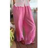 image:imageCHARTOU Eyelet Lace Pants for Women Summer Elastic Waist Wide Leg Palazzo Vacation PantsPink
