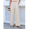 image:imageCHARTOU Flowy Striped Linen Pants Women High Rise Smock Elastic Waist Summer Beach Vacation Palazzo PantsApricot