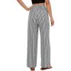 image:imageCHARTOU Flowy Striped Linen Pants Women High Rise Smock Elastic Waist Summer Beach Vacation Palazzo PantsBlack