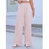 image:imageCHARTOU Flowy Striped Linen Pants Women High Rise Smock Elastic Waist Summer Beach Vacation Palazzo PantsPink