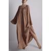 image:imageCHARTOU Maxi Night Gown for Women Scoop Neck Flared Long Sleeve Flowy Long DressBrown