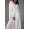 image:imageCHARTOU Maxi Night Gown for Women Scoop Neck Flared Long Sleeve Flowy Long DressWhite