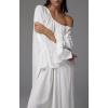 image:imageCHARTOU Maxi Night Gown for Women Scoop Neck Flared Long Sleeve Flowy Long DressWhite
