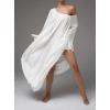 image:imageCHARTOU Maxi Night Gown for Women Scoop Neck Flared Long Sleeve Flowy Long DressWhite