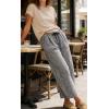 image:imageCHARTOU Plaid Barrel Pants for Women Summer Drawstring Cotton Linen Wide Leg Beach Travel Vacation PantsBlack