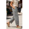 image:imageCHARTOU Plaid Barrel Pants for Women Summer Drawstring Cotton Linen Wide Leg Beach Travel Vacation PantsBlack