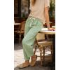 image:imageCHARTOU Plaid Barrel Pants for Women Summer Drawstring Cotton Linen Wide Leg Beach Travel Vacation PantsGreen