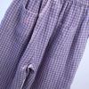 image:imageCHARTOU Plaid Barrel Pants for Women Summer Drawstring Cotton Linen Wide Leg Beach Travel Vacation PantsPurple