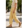 image:imageCHARTOU Plaid Barrel Pants for Women Summer Drawstring Cotton Linen Wide Leg Beach Travel Vacation PantsYellow