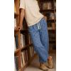 image:imageCHARTOU Polka Dot Wide Leg Barrel Pants for Women Baggy Palazzo Pant Drawstring High Waist Cotton Linen Lounge PantsBlue