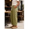 image:imageCHARTOU Polka Dot Wide Leg Barrel Pants for Women Baggy Palazzo Pant Drawstring High Waist Cotton Linen Lounge PantsGreen