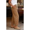 image:imageCHARTOU Polka Dot Wide Leg Barrel Pants for Women Baggy Palazzo Pant Drawstring High Waist Cotton Linen Lounge PantsKhaki