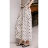 image:imageCHARTOU Wide Leg Pants Women Polka Dot Palazzo Pants Elastic Waist Casual Cropped Trousers with PocketsBeige