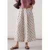 image:imageCHARTOU Wide Leg Pants Women Polka Dot Palazzo Pants Elastic Waist Casual Cropped Trousers with PocketsBeige