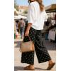 image:imageCHARTOU Wide Leg Pants Women Polka Dot Palazzo Pants Elastic Waist Casual Cropped Trousers with PocketsBlack