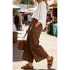 image:imageCHARTOU Wide Leg Pants Women Polka Dot Palazzo Pants Elastic Waist Casual Cropped Trousers with PocketsBrown