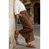 image:imageCHARTOU Wide Leg Pants Women Polka Dot Palazzo Pants Elastic Waist Casual Cropped Trousers with PocketsBrown