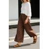 image:imageCHARTOU Wide Leg Pants Women Polka Dot Palazzo Pants Elastic Waist Casual Cropped Trousers with PocketsBrown