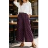 image:imageCHARTOU Wide Leg Pants Women Polka Dot Palazzo Pants Elastic Waist Casual Cropped Trousers with PocketsPurple