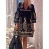 image:imageCHARTOU Women Boho Babydoll Dress Vintage Ethnic A line Flowy Mini Dress Tunic TopBlack