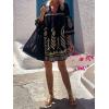 image:imageCHARTOU Women Boho Babydoll Dress Vintage Ethnic A line Flowy Mini Dress Tunic TopBlack