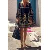 image:imageCHARTOU Women Boho Babydoll Dress Vintage Ethnic A line Flowy Mini Dress Tunic TopBlack