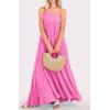 image:imageCHARTOU Women Boho Long Flowy Dress Casual Tiered Maxi Dress Spaghetti Strap Sleeveless Dress Beach Swing SundressRosy