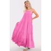 image:imageCHARTOU Women Boho Long Flowy Dress Casual Tiered Maxi Dress Spaghetti Strap Sleeveless Dress Beach Swing SundressRosy