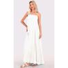 image:imageCHARTOU Women Boho Long Flowy Dress Casual Tiered Maxi Dress Spaghetti Strap Sleeveless Dress Beach Swing SundressWhite