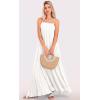 image:imageCHARTOU Women Boho Long Flowy Dress Casual Tiered Maxi Dress Spaghetti Strap Sleeveless Dress Beach Swing SundressWhite