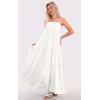 image:imageCHARTOU Women Boho Long Flowy Dress Casual Tiered Maxi Dress Spaghetti Strap Sleeveless Dress Beach Swing SundressWhite