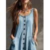 image:imageCHARTOU Women Button Front Overall Denim Dress Summer Sleeveless Y2k Jean Romper Dress with PocketsBlue