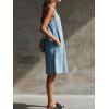 image:imageCHARTOU Women Button Front Overall Denim Dress Summer Sleeveless Y2k Jean Romper Dress with PocketsBlue