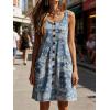 image:imageCHARTOU Women Button Front Overall Denim Dress Summer Sleeveless Y2k Jean Romper Dress with PocketsBlue Paisley