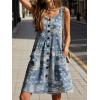 image:imageCHARTOU Women Button Front Overall Denim Dress Summer Sleeveless Y2k Jean Romper Dress with PocketsBlue Paisley