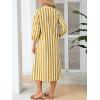 image:imageCHARTOU Women Casual 34 Sleeve Striped Long Shirt Dress Contrast Color Loose Tunic Dress with PocketsYellow