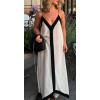 image:imageCHARTOU Women Casual Spaghetti Strap Contrast Color Handkerchief Hem Vacation Flowy Maxi DressBeige