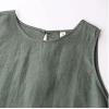 image:imageCHARTOU Women Causal Loose Fit Dresses Summer Cotton Linen HiLow Sleeveless Tank DressGreen