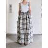 image:imageCHARTOU Women Cotton Linen Plaid Overalls Summer Baggy Wide Leg Pants Flowy Casual Beach Culottes TrousersBlack