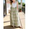 image:imageCHARTOU Women Cotton Linen Plaid Overalls Summer Baggy Wide Leg Pants Flowy Casual Beach Culottes TrousersGreen