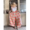 image:imageCHARTOU Women Cotton Linen Plaid Overalls Summer Baggy Wide Leg Pants Flowy Casual Beach Culottes TrousersOrange