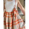 image:imageCHARTOU Women Cotton Linen Plaid Overalls Summer Baggy Wide Leg Pants Flowy Casual Beach Culottes TrousersOrange