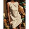 image:imageCHARTOU Women Cotton Linen Shift Dress Sleeveless Tank Mini Dress Open Back Summer Dress Beach Short Tunic DressOffwhite