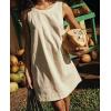 image:imageCHARTOU Women Cotton Linen Shift Dress Sleeveless Tank Mini Dress Open Back Summer Dress Beach Short Tunic DressOffwhite